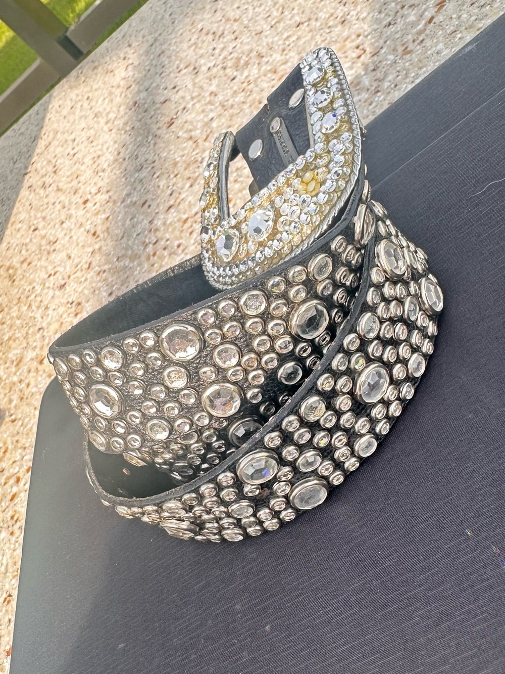 Michael Morrison Embellished Black Crystal Western Belt. Fits  29-34 waist - Picture 4 of 12